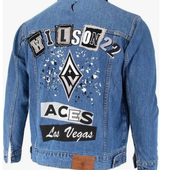 Denim Jacket Las Vegas Aces A'ja Wilson #22 Blue Size Small - Picture 2 of 3